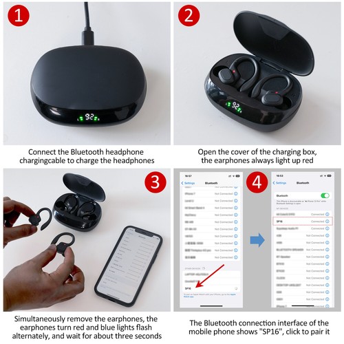 Wireless Bluetooth Kopfhörer Stereo Kabellos Headset Ohrhörer Mikrofon für Handy - Bild 15 von 17