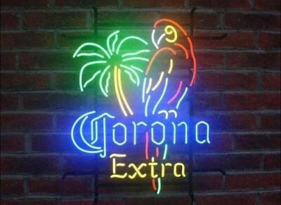 Fast Ship 17''x14'' Corona Extra Parrot Bird Palm Tree Bar Neon Sign Beer Lamp