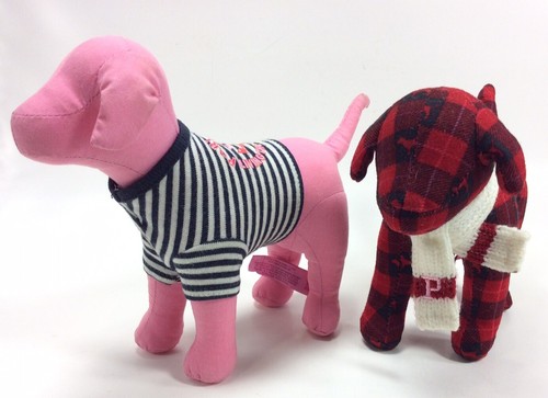 Victoria’s Secret PINK Plush Stuffed Dogs - Lot Of 2 - Pink & Red - Picture 2 of 5