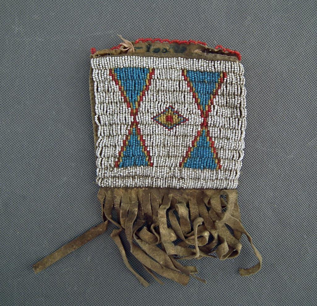 Antique Native North American Plains Indians Beaded Buckskin Tobacco Pouch
