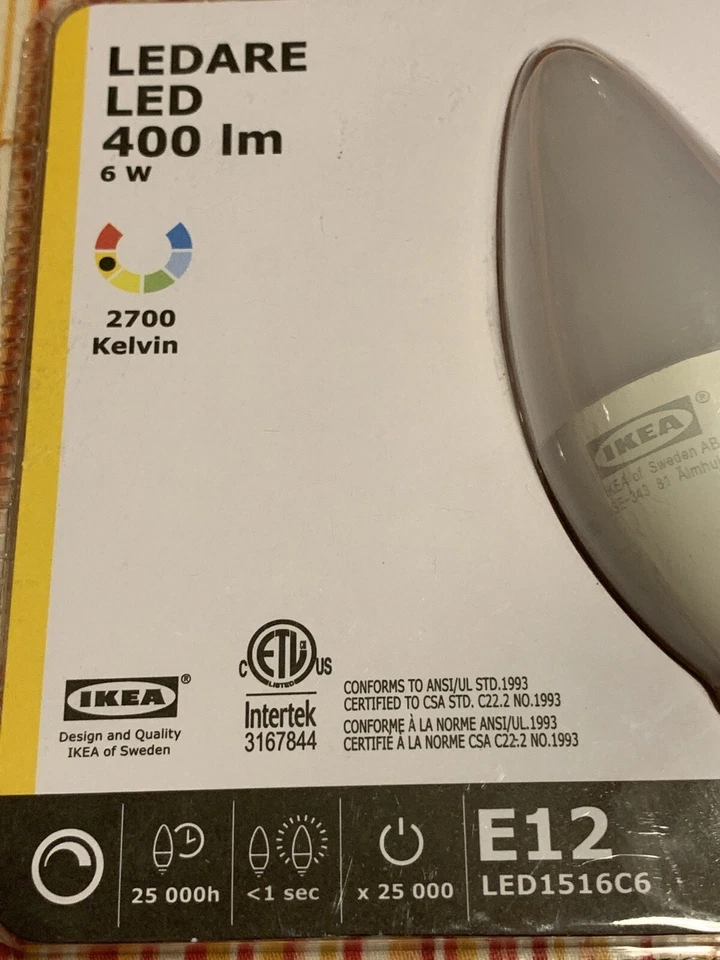 IKEA LEDARE LED 400lm 6W Light Bulb E12 Bulb LED15116C6 2700 Kelvin Buy Now - Image 2 of 4