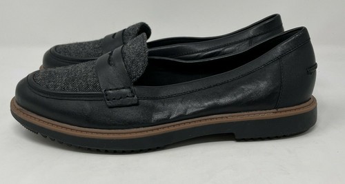 Womens 9.5 leather Mary Janes black soft cushion Clarks - Picture 11 of 11