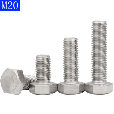 M20 - 2.5 304 Stainless Steel Metric Full Thread Hexagon Head Bolts Screws