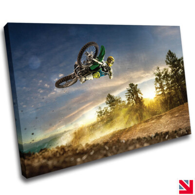 Motocross Motorrad Extremsport LEINWAND Wandbild Bild Druck