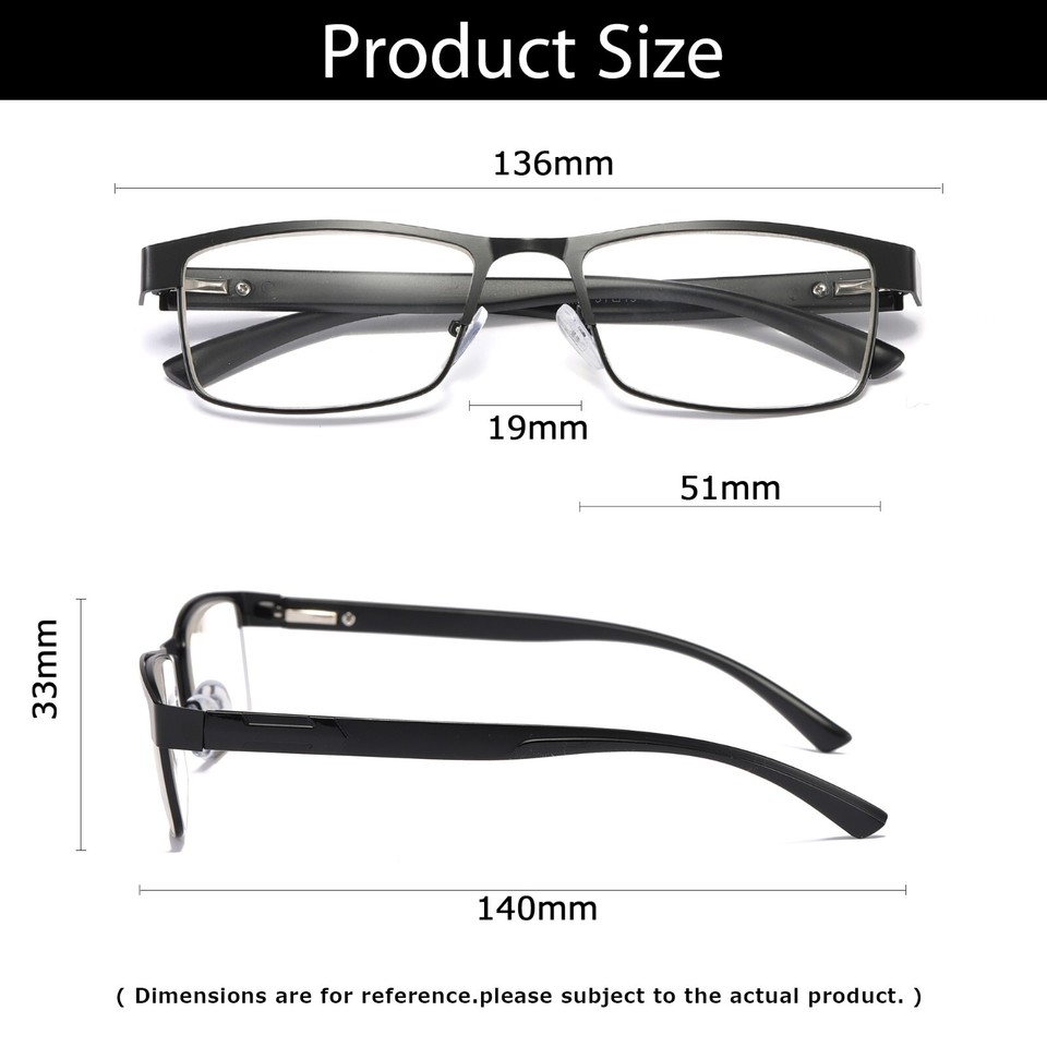 12 Pack Men's Rectangular Blue Light Blocking Reading Glasses – Spring Hinge – B And Q