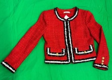 Alice  Olivia Woman  s Red Tweed Textured Crop Lined Jacket Size P/S New