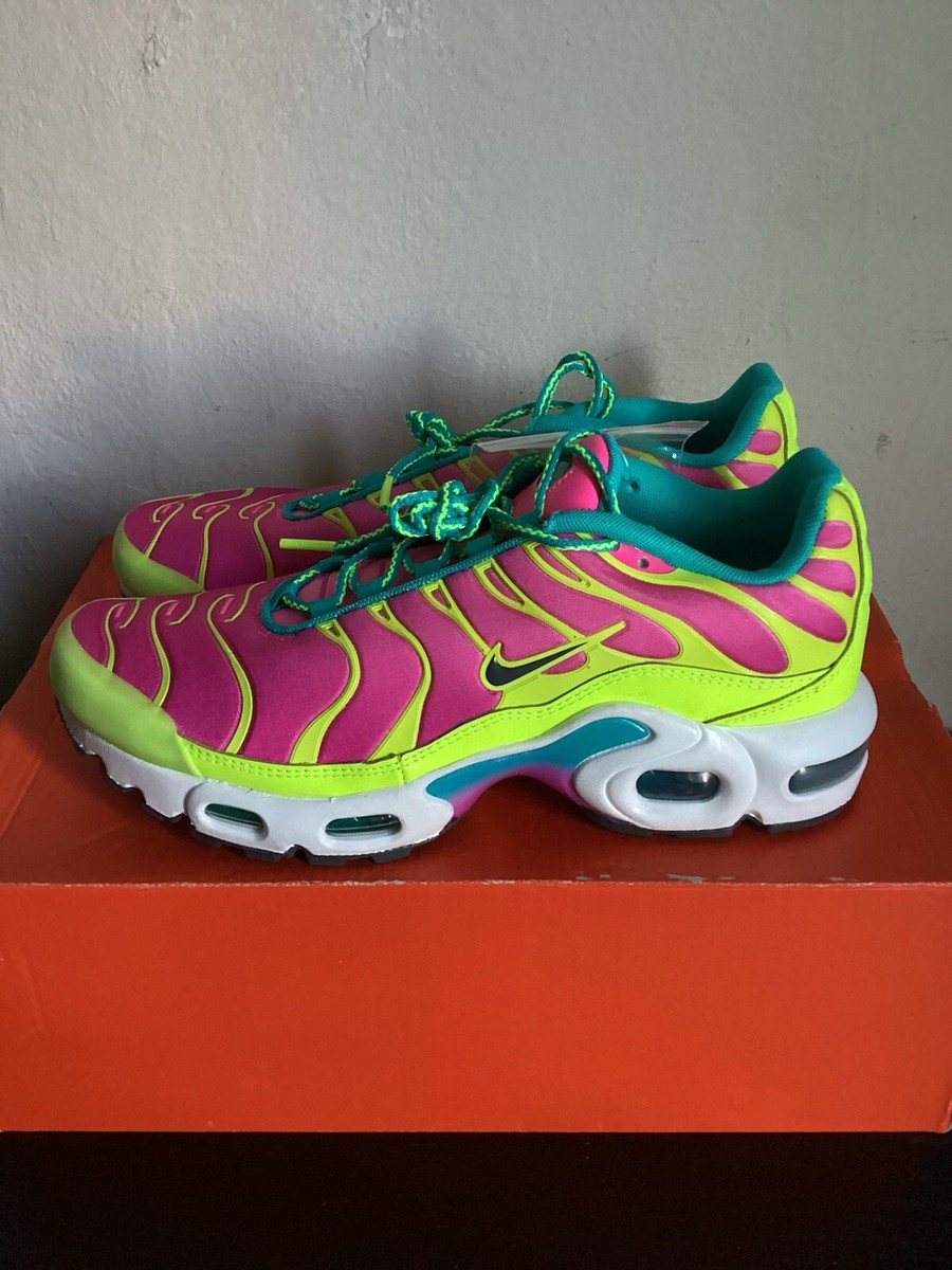 Nike Air Max Plus Volt Green Pink White Sneakers Size