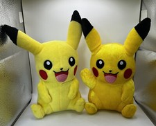 LOT OF 2 PIKACHU PLUSH DOLLS POKEMON TOMY 2016 2017 9" LOOK
