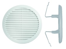 GRIGLIA AERAZIONE BOCCHETTA VENTILAZIONE TONDA PLASTICA BIANCA MOLLE 63/125