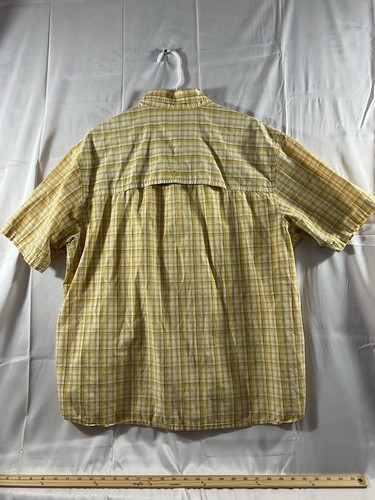 Wolverine Shirt Mens XL Yellow Gingham Plaid Short Sleeve Button Vented Adult XL - Picture 8 of 10