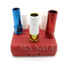 1/2" DR. 3 PC THIN WALL WHEEL NUT DEEP IMPACT SOCKET SET 17mm 19mm 21mm