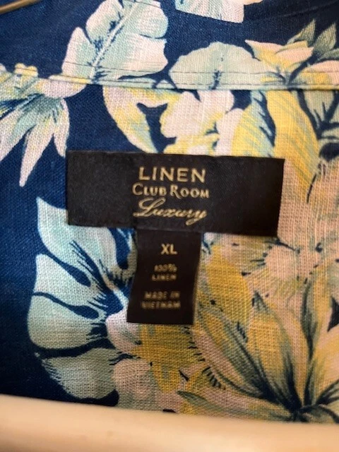CAMISA HAWAIANA DE LINO DE LUJO XL CLUB ROOM PARA HOMBRE NUEVA Foto 2 de 4