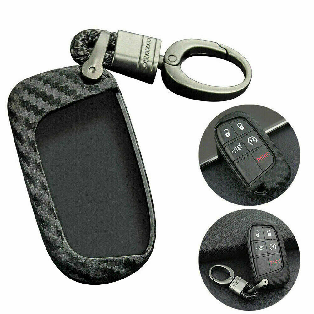 Accessories Cover Case Ring For Dodge Chrysler Jeep Carbon Fiber Key