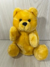 vintage plush hand puppet teddy bear 8" stuffed animal toy golden yellow