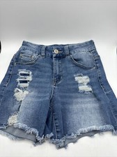 Rue 21 Curvy High Rise Shortie Distressed Denim Shorts Size 0