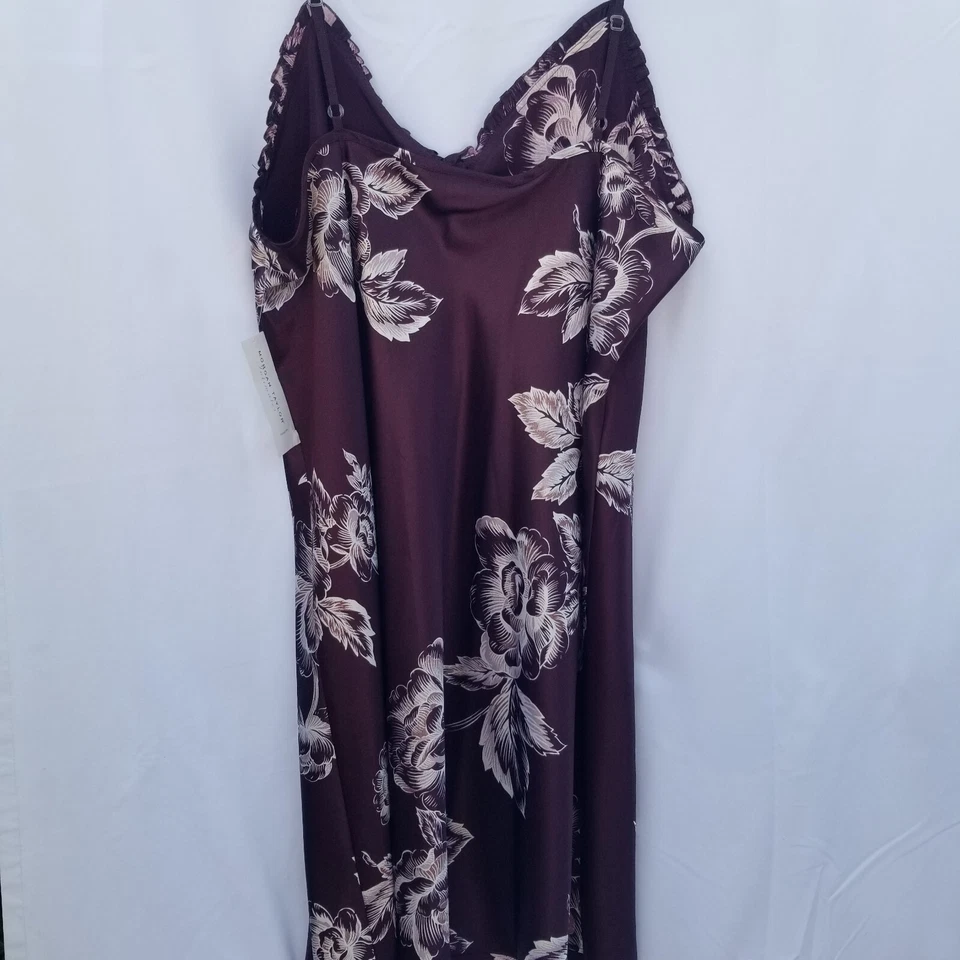 Camisón Morgan Taylor Intimates Bata Chemise XL Elegante Marrón Floral Satinado Foto 3 de 4