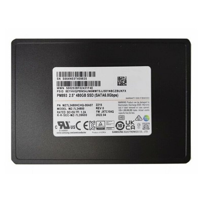 Samsung PM893 480GB SSD 2.5'' SATA III 6Gbps Solid State Drive MZ7L3480HCHQ-00A07