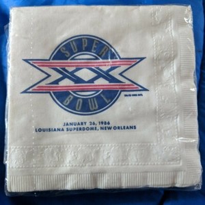 Package-of-unopened-Super-Bowl-XX-1986-Louisiana-Superdome-Beverage-Napkins