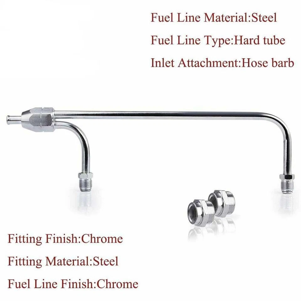 Línea de combustible de doble alimentación cromada para carburador Holley 4150 doble bomba ajuste manguera de 3/8" Foto 2 de 4