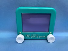 Vintage Ohio Art Pocket Etch A Sketch Teal W/Purple Screen - Works