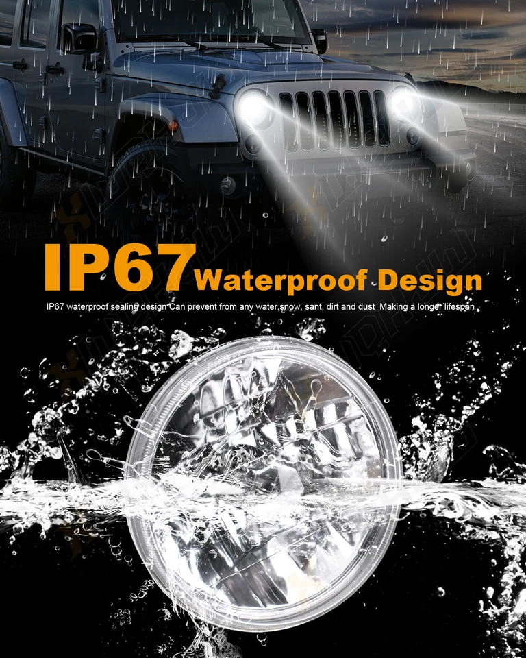Par de faros LED redondos de 7" para camioneta Dodge B100 B200 B300 1971-1978 Foto 2 de 4