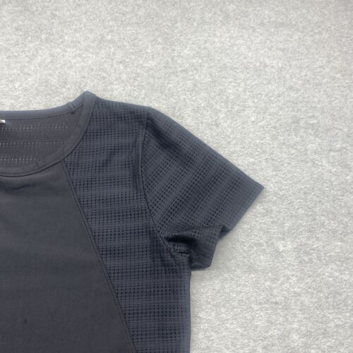 Camisa Under Armour para mujer pequeña cuello redondo manga gorra rendimiento negra malla top - Imagen 3 de 11