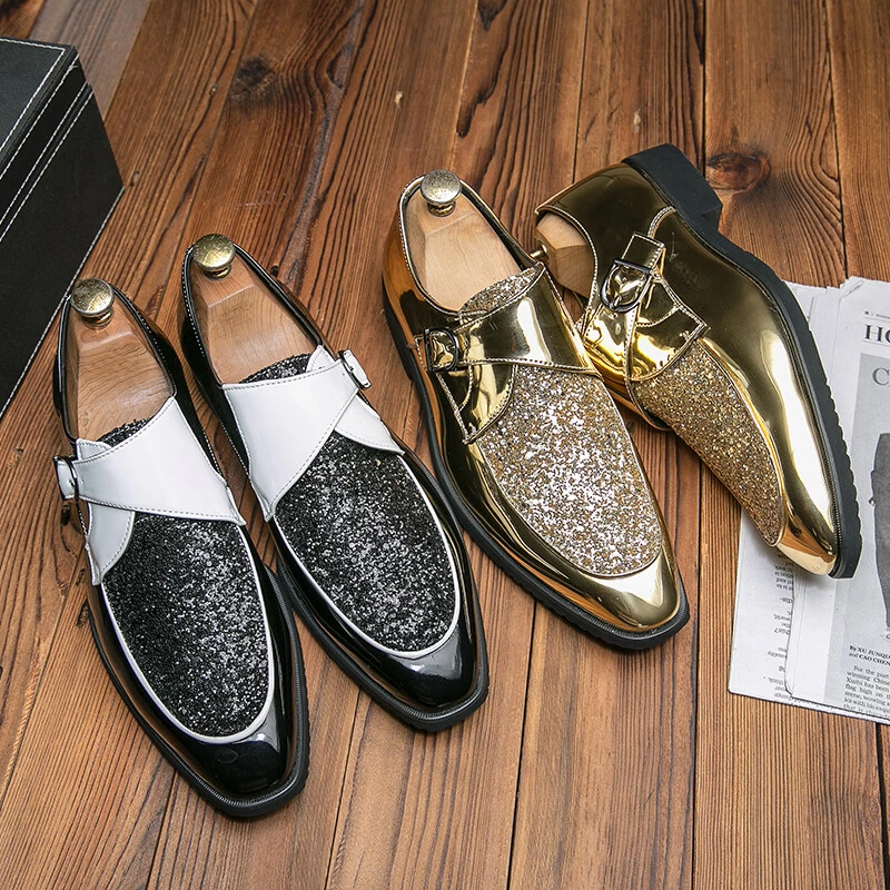 black and gold dress shoes