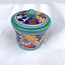 F5 Talavera 3.5" sugar Bowl Lid Top Amigos Pottery plate light switch cover mx
