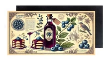 Blueberry Syrup FRIDGE MAGNET advertisement sign (2 x 4 inches, wood) style B