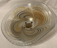 MCM PATRICK Studio Art Glass 1976 Abstract Iridescent STRETCHED Blown Glass Bowl
