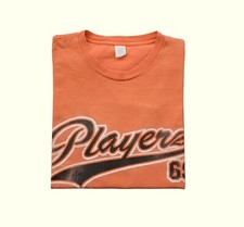 PLAYERZ 69 VTG 90s MADE IN USA ORANGE FADED BASEBALL SCRIPT T SHIRT MENs SZ XL