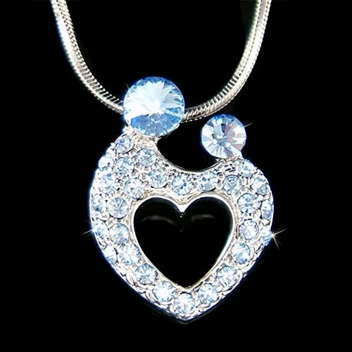 Mother Love Baby Heart made with Swarovski Crystal MOM Child
