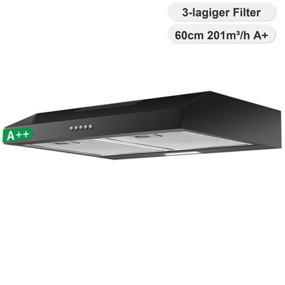 TopStrong 60cm Dunstabzugshaube 201m³/h A+ LED 2W 3 Geschwindigkeiten