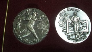 Two Sterling Silver Wittnauer Metals Babe Ruth & Will Rogers