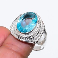 Aquamarine Gemstone Handmade 925 Sterling Silver All Size Ring For Gift