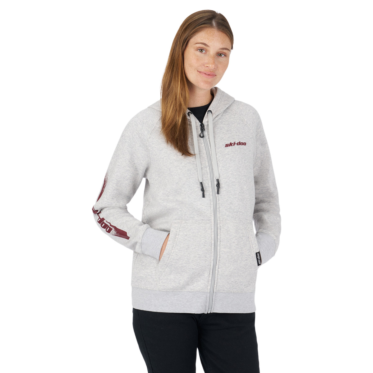 Ski-Doo Women's Signature Zip-Up Hoodie Heather Grey Medium