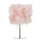 Modern and Chic Real Pink Feather Table Lamp with Satin Nickel Base and Switc...