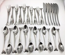 28pcs Yamazaki GONE FISHING Stainless Fish Shaped Flatware Forks Spoons Knives