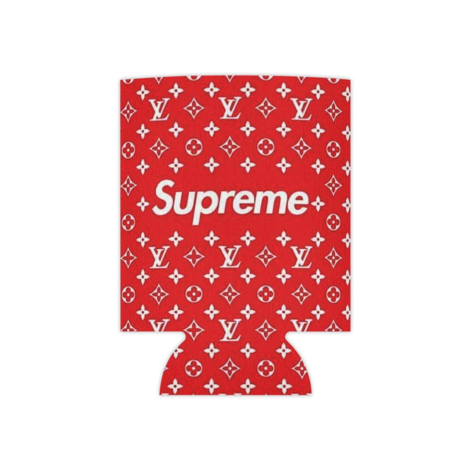 Red Monogram Pattern can cooler | Slim Koozie, Beverage Insulator
