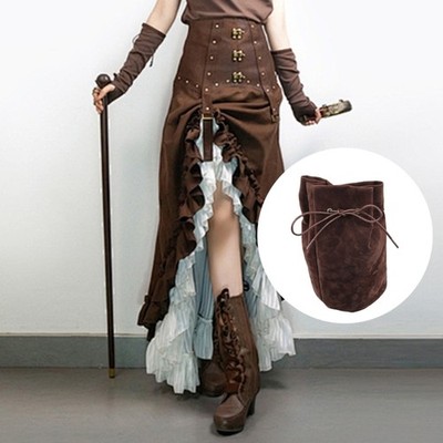 Medieval Suedes Pouch Drawstring Bag Portable Renaissance Coin Purse Dices Bag