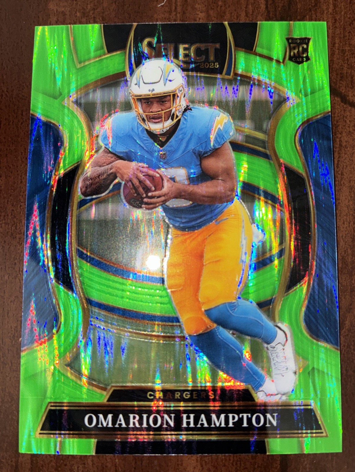 2025 Panini Select-Concourse Omarion Hampton #2 Neon Green Shock Prizm /699 (RC)
