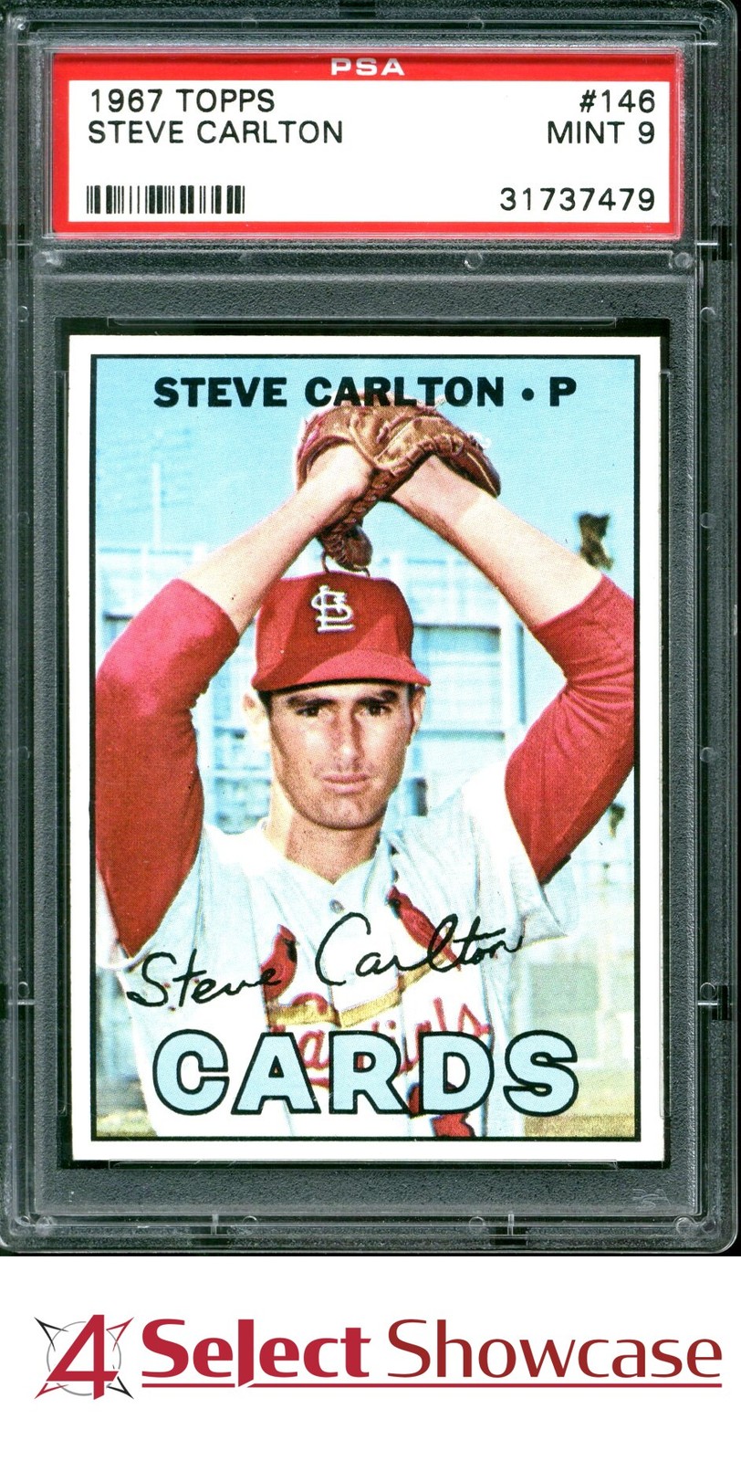 1967 TOPPS #146 STEVE CARLTON CARDINALS HOF PSA 9