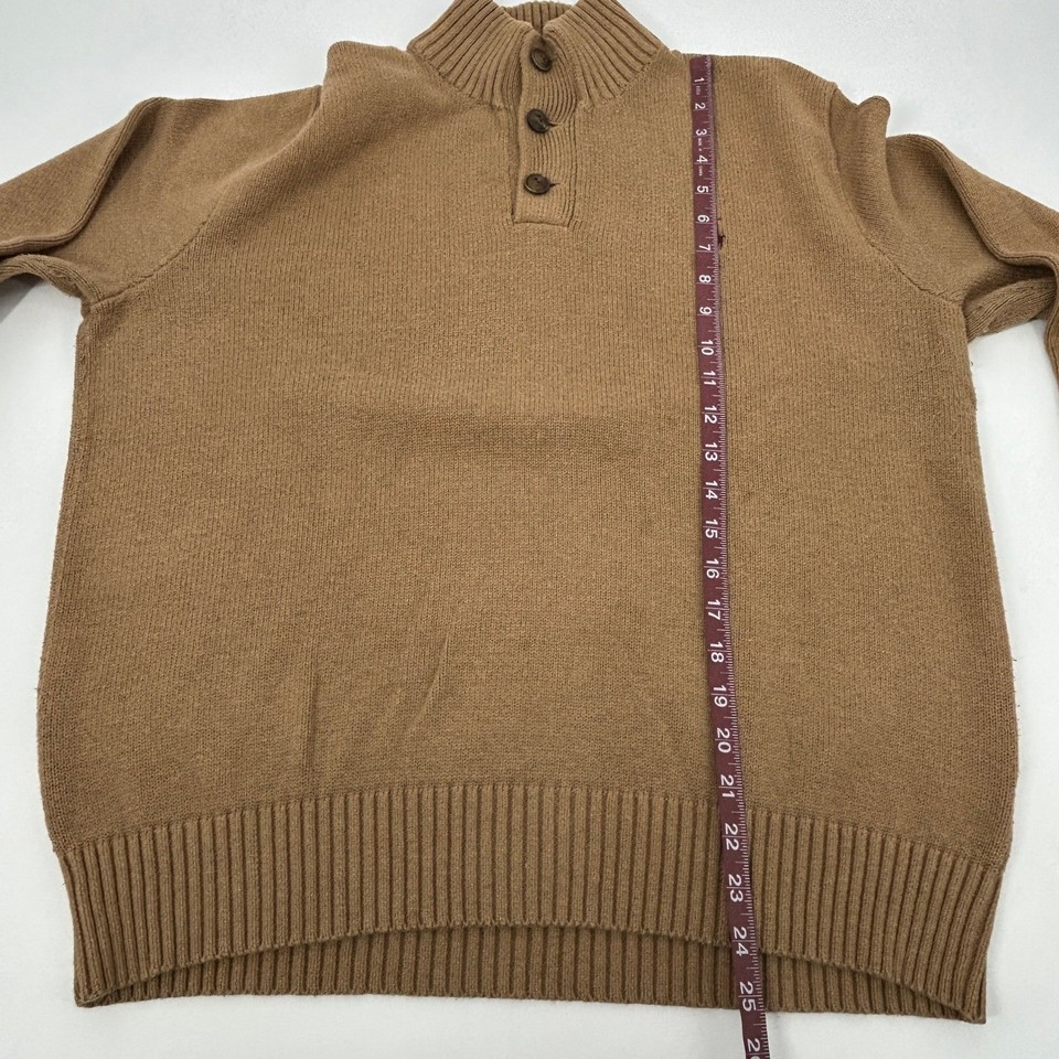 Polo Ralph Lauren Sweater Mens Large Brown Mock Neck Quarter Button ...