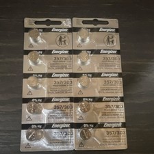 Lot of 10 Energizer 357/303 Silver Oxide Coin Cell/Button Watch Battery