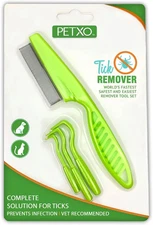 Home Tick Removal Tool for Dogs, Cats & Humans Pack of 3 with Flea Comb