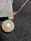 14K Gold Genuine Diamond And Pearl Necklace 16.5 Inch — photo 5