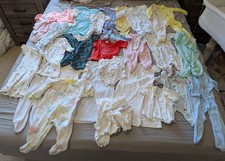 Vintage 1980s Baby Clothing Lot Infants Mixed Sleepers Rompers Bodysuits Lace