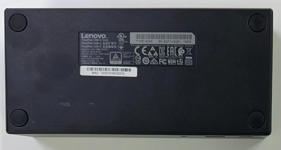 Lenovo 40A9 ThinkPad USB-C Docking Station w/ Ethernet - 2x DisplayPort - 6x USB - image 3 of 4