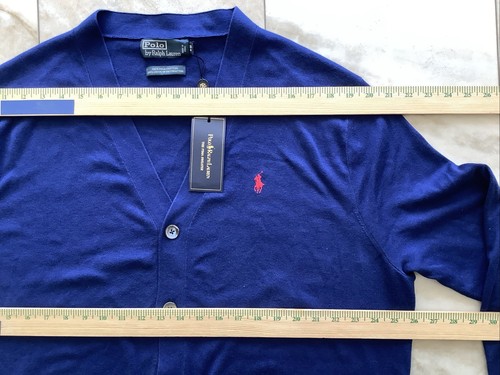 Polo Ralph Lauren 100% Pima Cotton Navy Cardigan Sweater Pony Logo Men's 2XB NEW - Picture 8 of 12