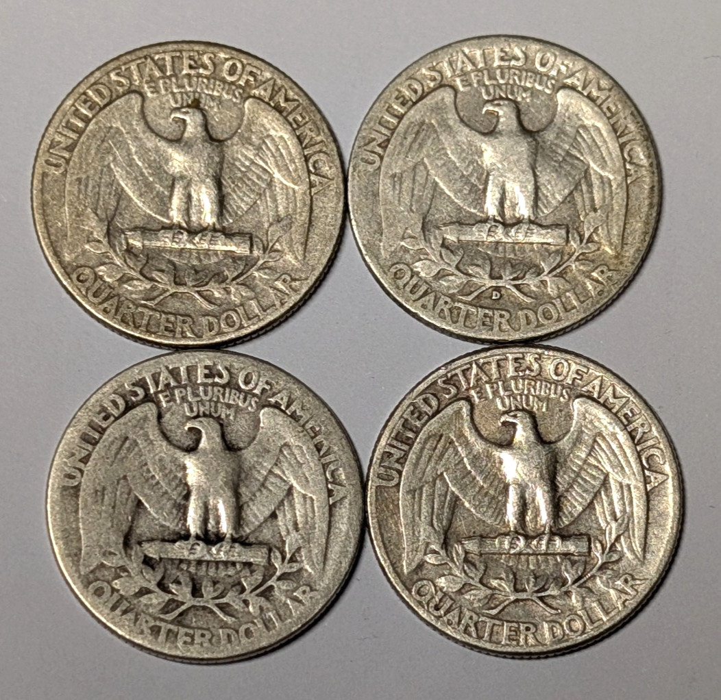 4-Coin Lot • Washington Quarters (1940-49) • 90% Silver • Ships Fast